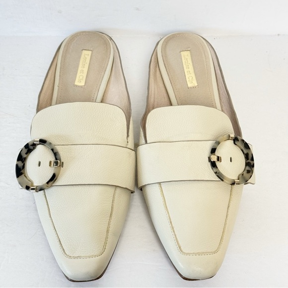 Louise et Cie Brileigh Bone Mules Sz 9.5 Tortoise Shell Buckle Momcore Coastal - Picture 6 of 15